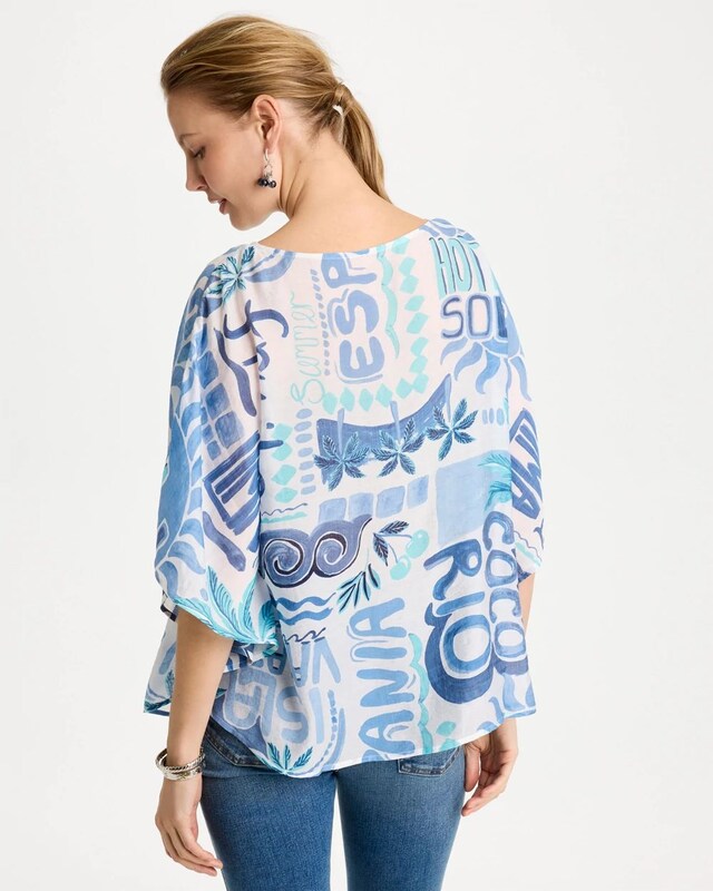 Island Printed Poncho - image 3